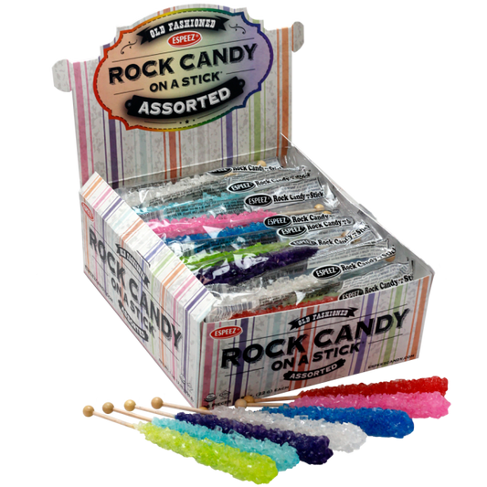 KLM Products Group Rock Candy On A Stick - Assorted - 36 Ct. Box