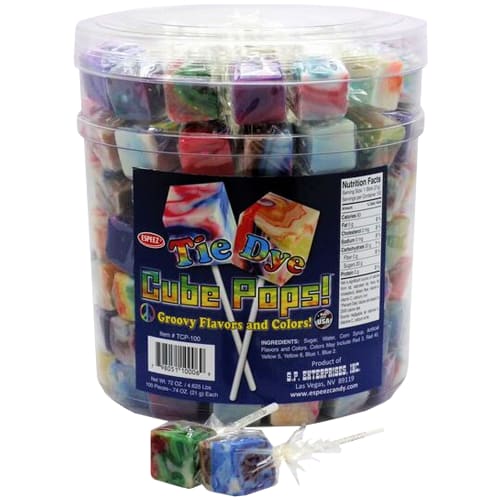 KLM Products Group Tie Dye Cube Pops - 100ct Tub
