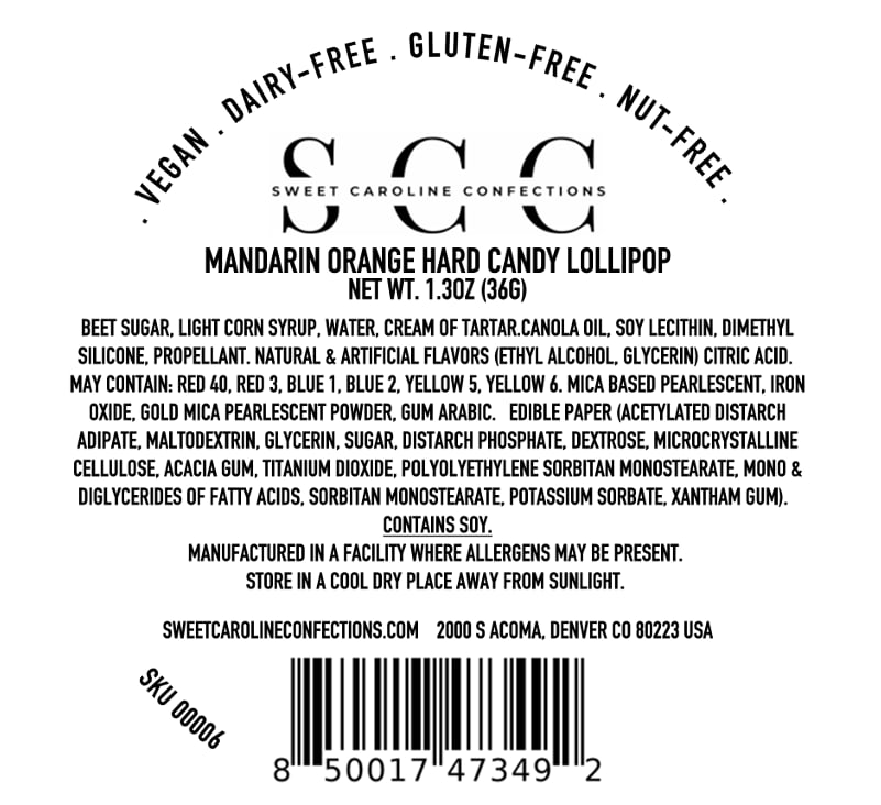 Daisy and Gold Lollipops, Mandarin Orange, 10/Case - VEGAN 00006