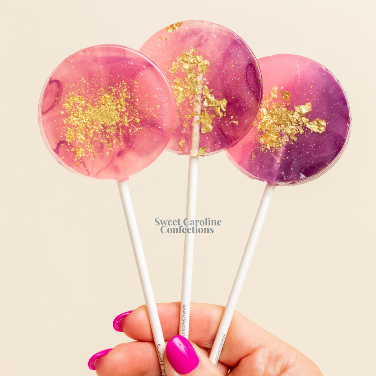 Purple & Pink Lollipops, Passion Fruit, 10/Case - VEGAN 00002