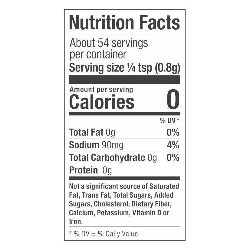 Nutrition Facts panel for Urban Accents Citrus Pepper Veggie Roaster: about 54 servings of 1/4 tsp (0.8 g), 0 calories per serving