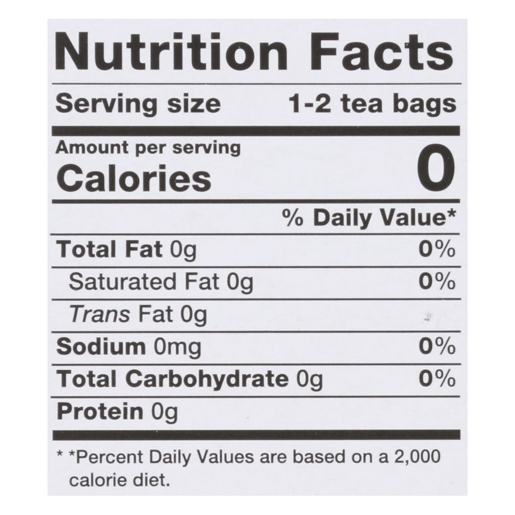 Nutrition Facts panel from the Bravo Tea Cordyceps carton: serving size 1-2 tea bags, 0 calories