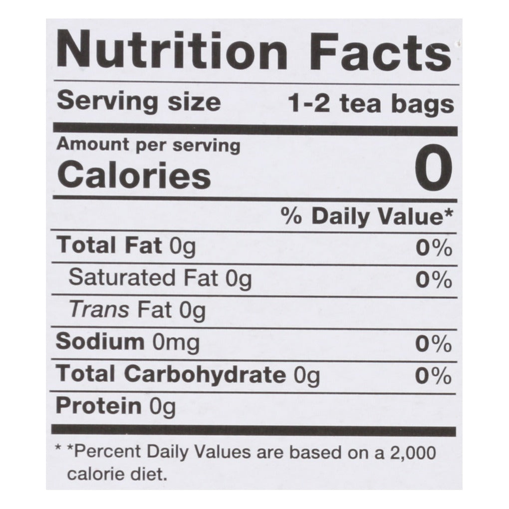 Nutrition Facts panel from the Bravo Tea Lion's Mane carton: serving size 1-2 tea bags, 0 calories