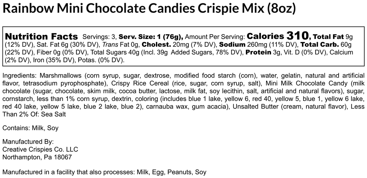 Rainbow Mini Chocolate Candy Crispie Clusters