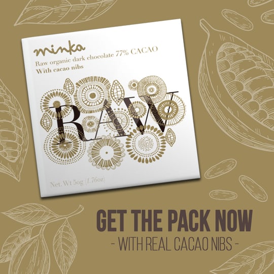 Organic Raw Chocolate Bar - 77% with Cocoa Nibs