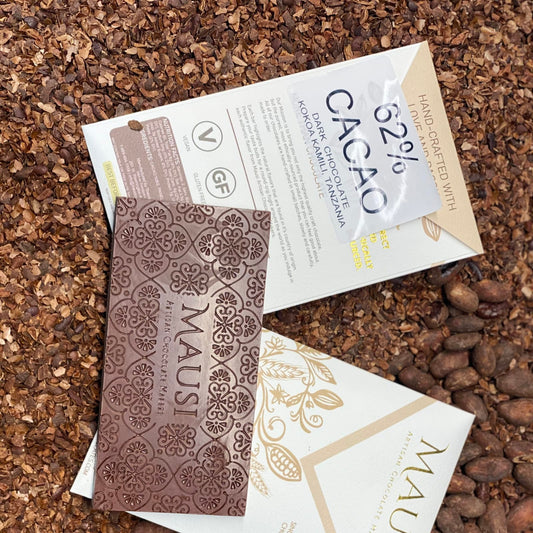 Mausi Artisan Chocolate Makers 62% Cacao, Dark Chocolate, Kokoa Kamili Tanzania - 2 oz