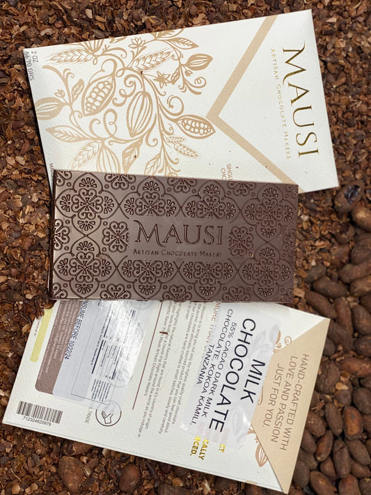 Mausi Artisan Chocolate Makers 55% Cacao, Dark Milk Chocolate, Tanzania Kokoa Kamili - 2 oz