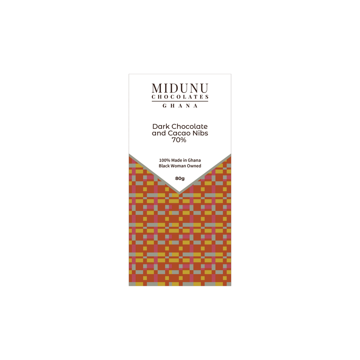 Midunu Chocolates 70% Dark Chocolate with Cacao Nibs Bar