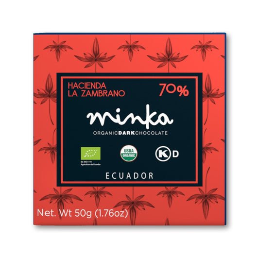 MINKA Chocolates Organic Dark Chocolate 70% La Zambrano Farm - Single Origin Collection
