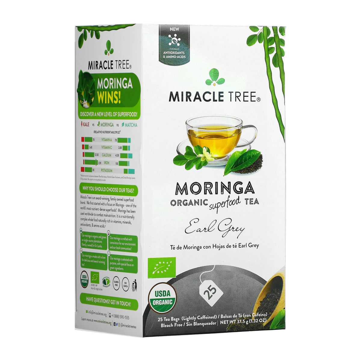 Miracle Tree Organic Moringa Herbal Tea, 25Ct - Earl Grey
