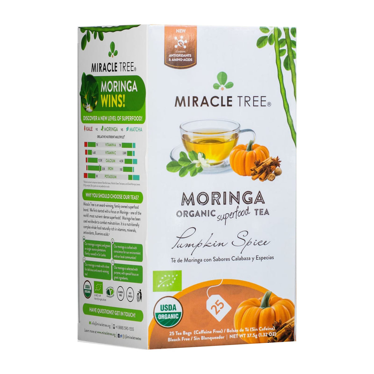 Miracle Tree Organic Moringa Herbal Tea, 25Ct - Pumpkin Spice