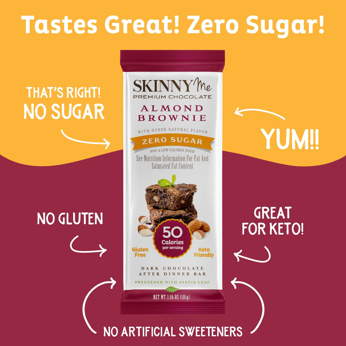 SkinnyMe Almond Brownie Dark Bar 2-59887