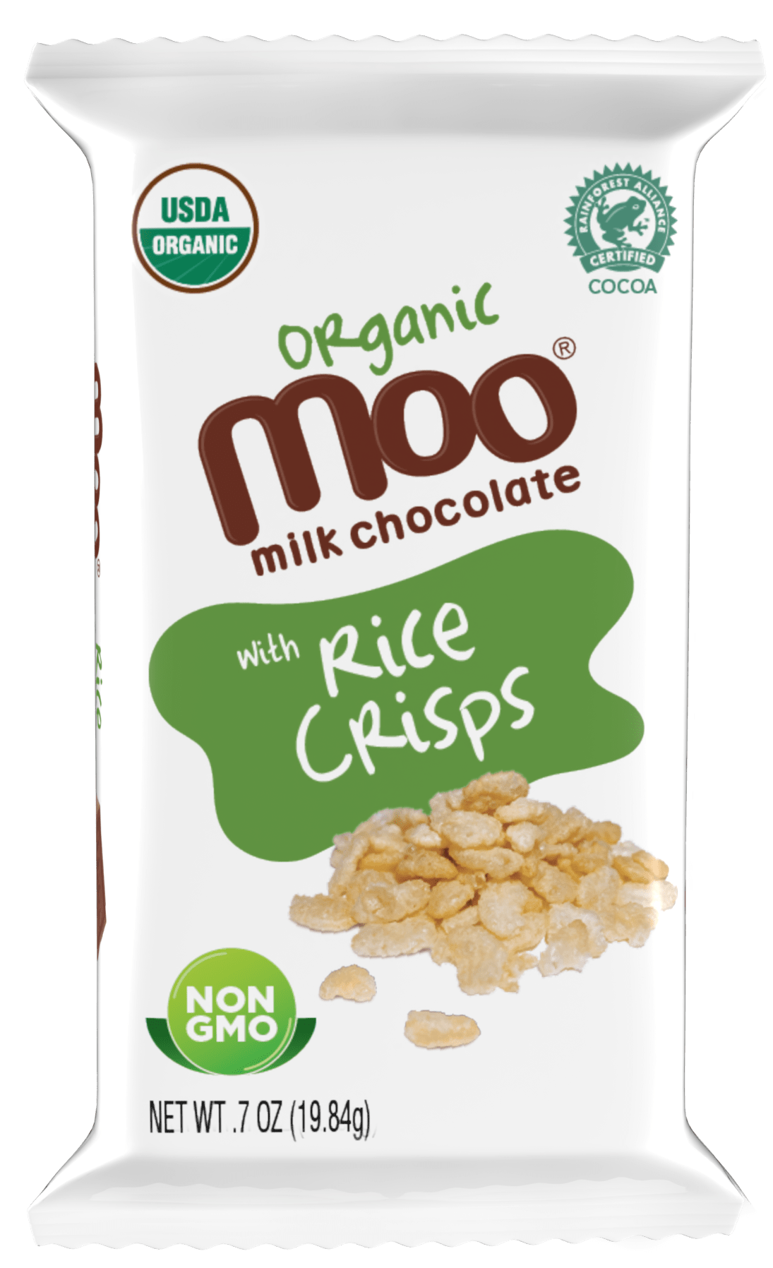 MOO Organic Chocolates Organic Rice Crisps & Milk Chocolate Mini Bars, 0.7 oz
