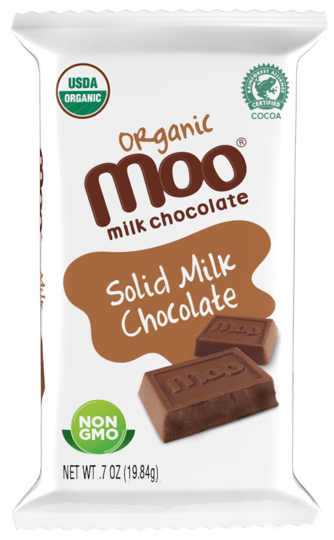 MOO Organic Chocolates Organic Solid Milk Chocolate Mini Bars, 0.7 oz