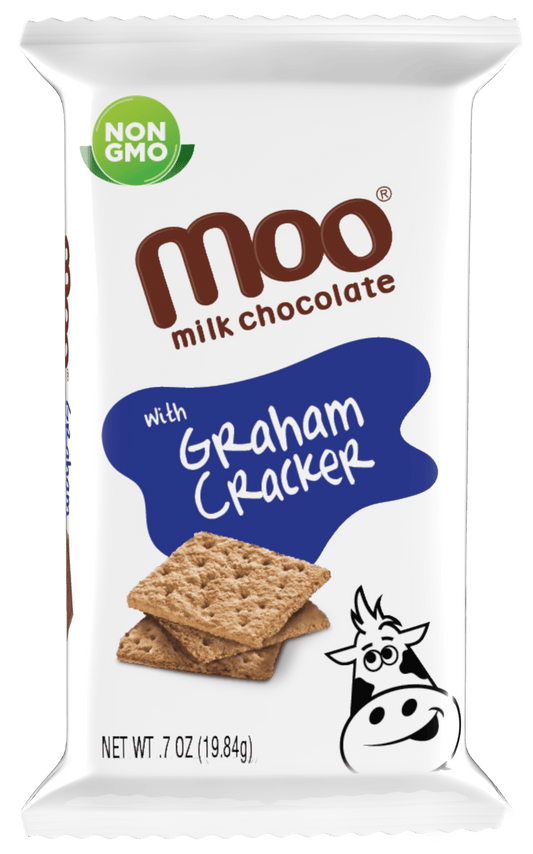 MOO Organic Chocolates Natural Graham Cracker & Milk Chocolate Mini Bars, 0.7 oz