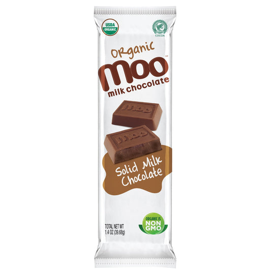 MOO Organic Chocolates Organic Solid Milk Chocolate Large Bar, 1.4 oz