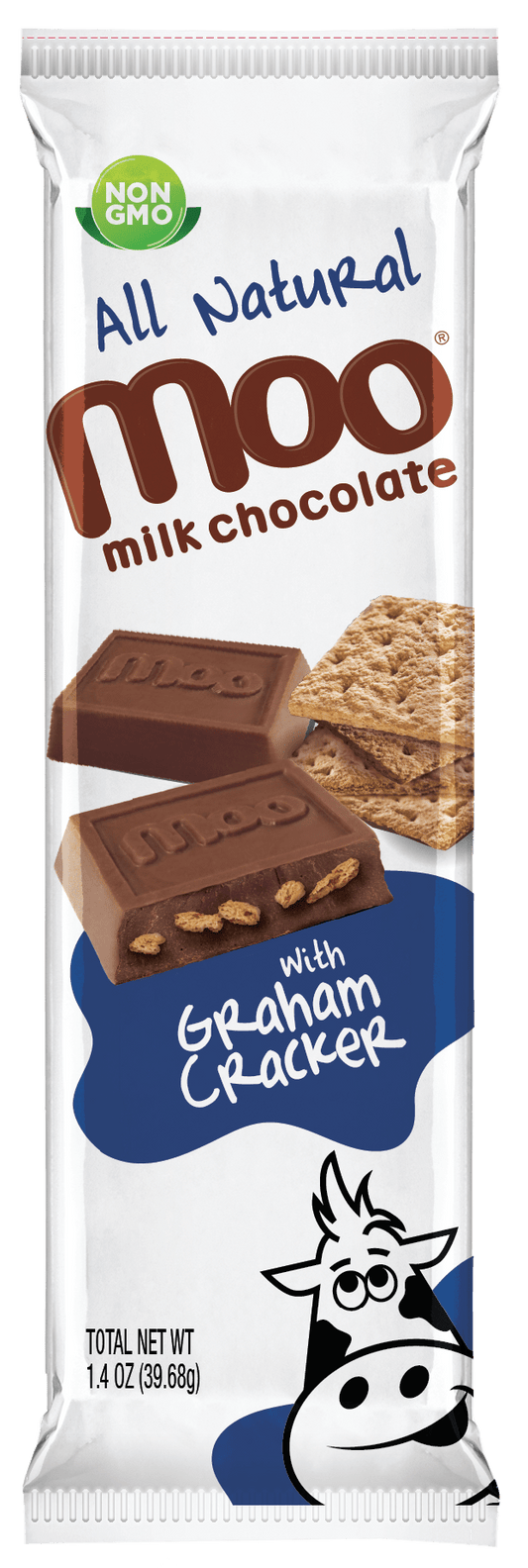 MOO Organic Chocolates Natural Graham Cracker & Milk Chocolate Large Bar, 1.4 oz