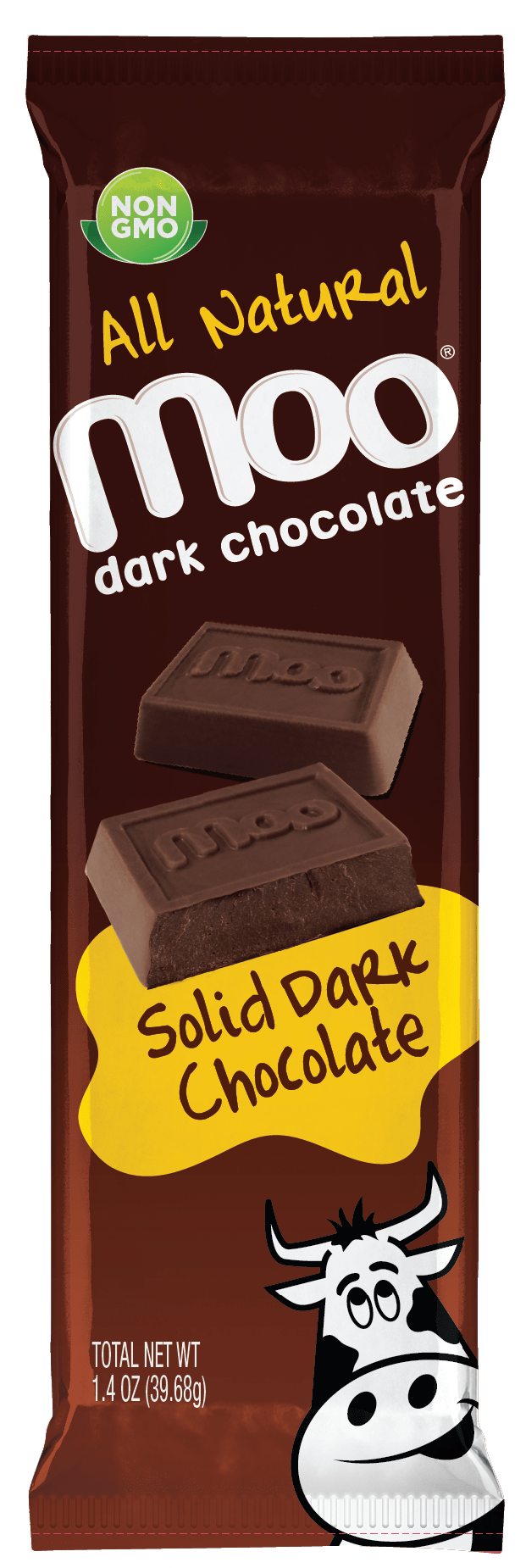 MOO Organic Chocolates Natural Dark Chocolate Large Bar, 1.4 oz