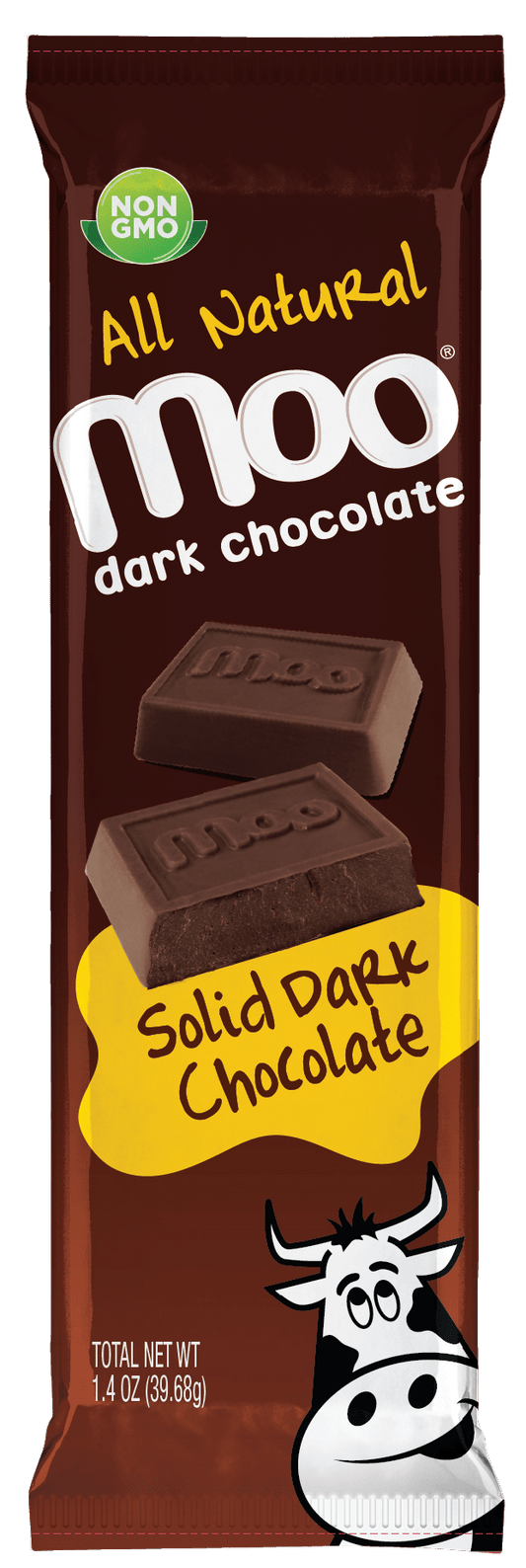 MOO Organic Chocolates Natural Dark Chocolate Large Bar, 1.4 oz