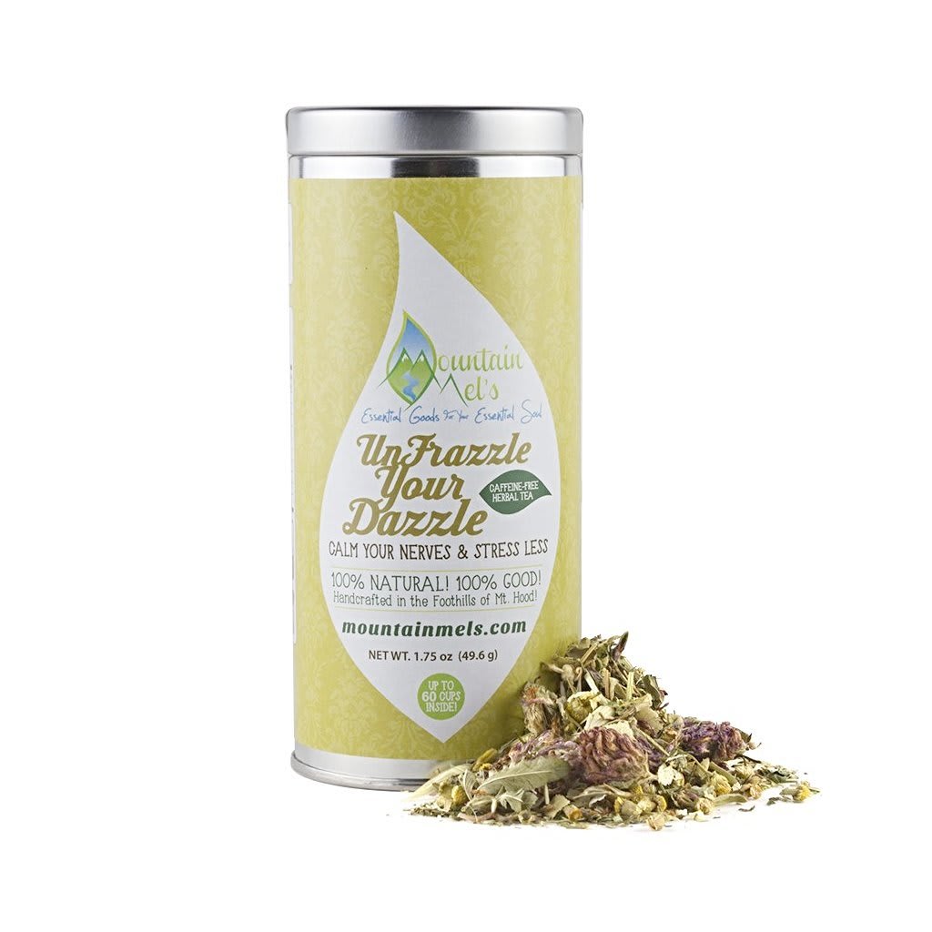 Mountain Mel's Loose Leaf Medicinal Herbal Teas - Large Tin - Unfrazzle You Dazzle