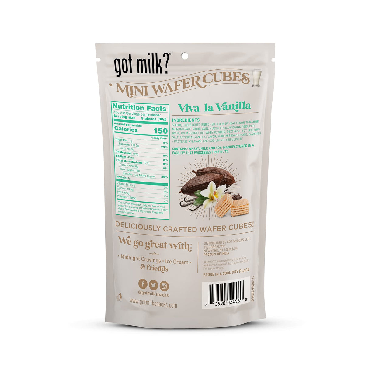 8.8oz Got Milk Cookies - Wafer Cubes Bag GMWCVN08-12
