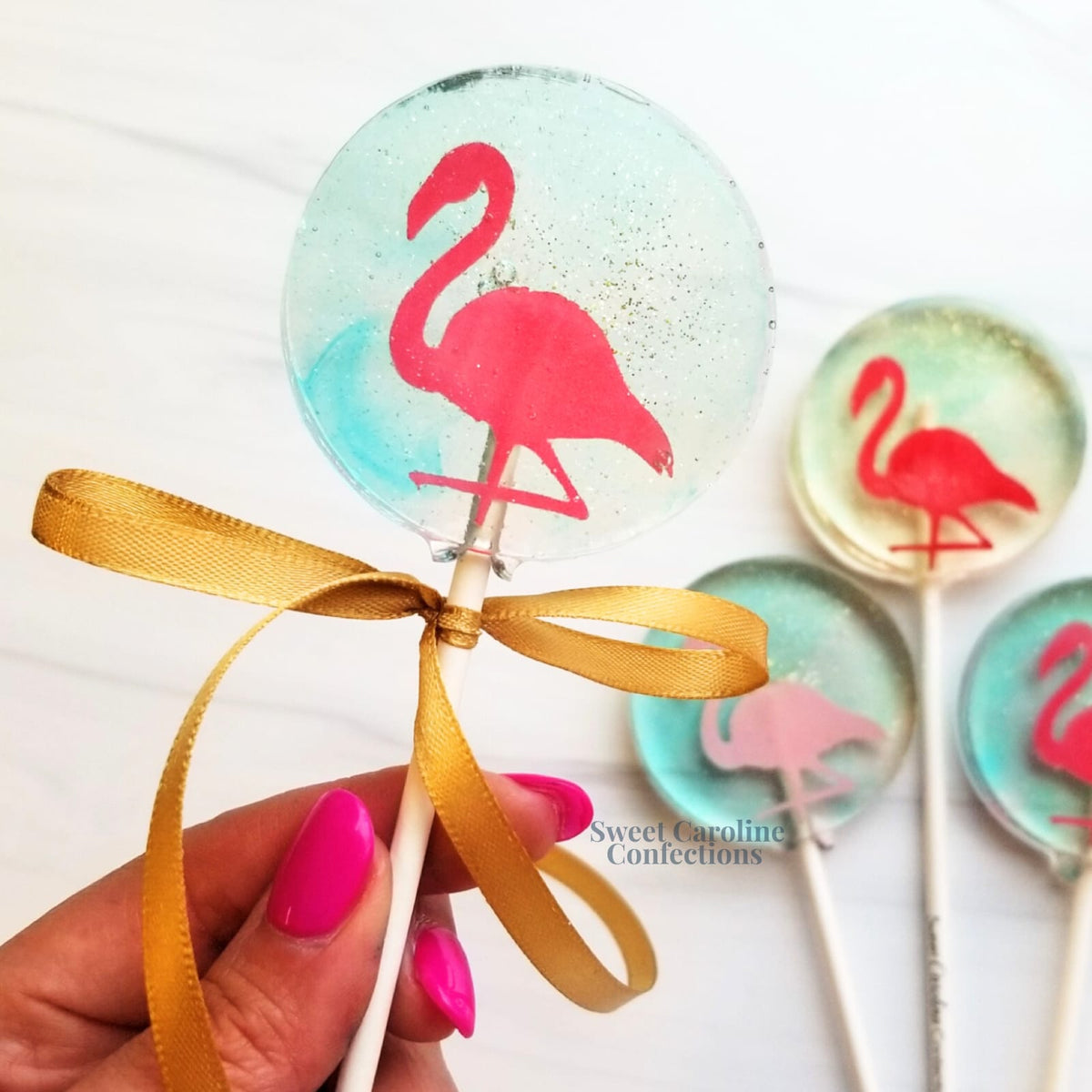 Flamingo Lollipops, Pink Lemonade Flavor, 10/Case -VEGAN 00015
