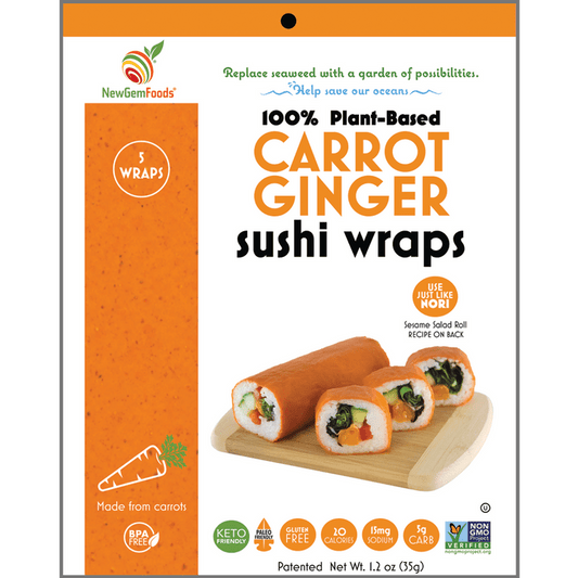 NewGem Foods Carrot Ginger - 5pk Sushi Wraps