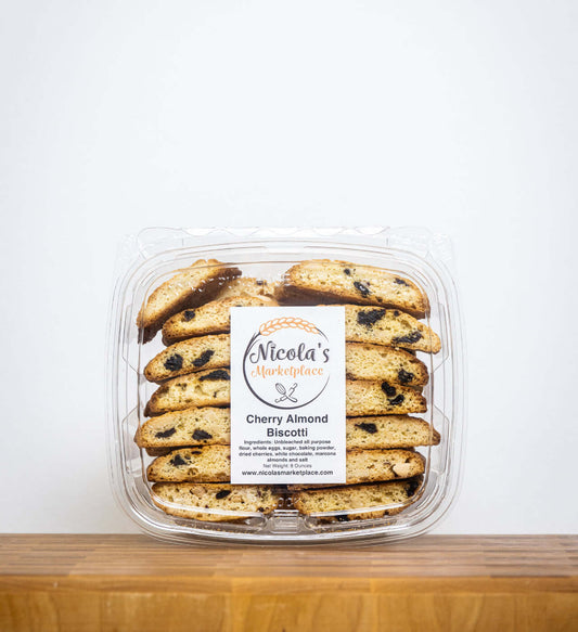 Nicola's Marketplace Cherry Almond White Chocolate Biscotti