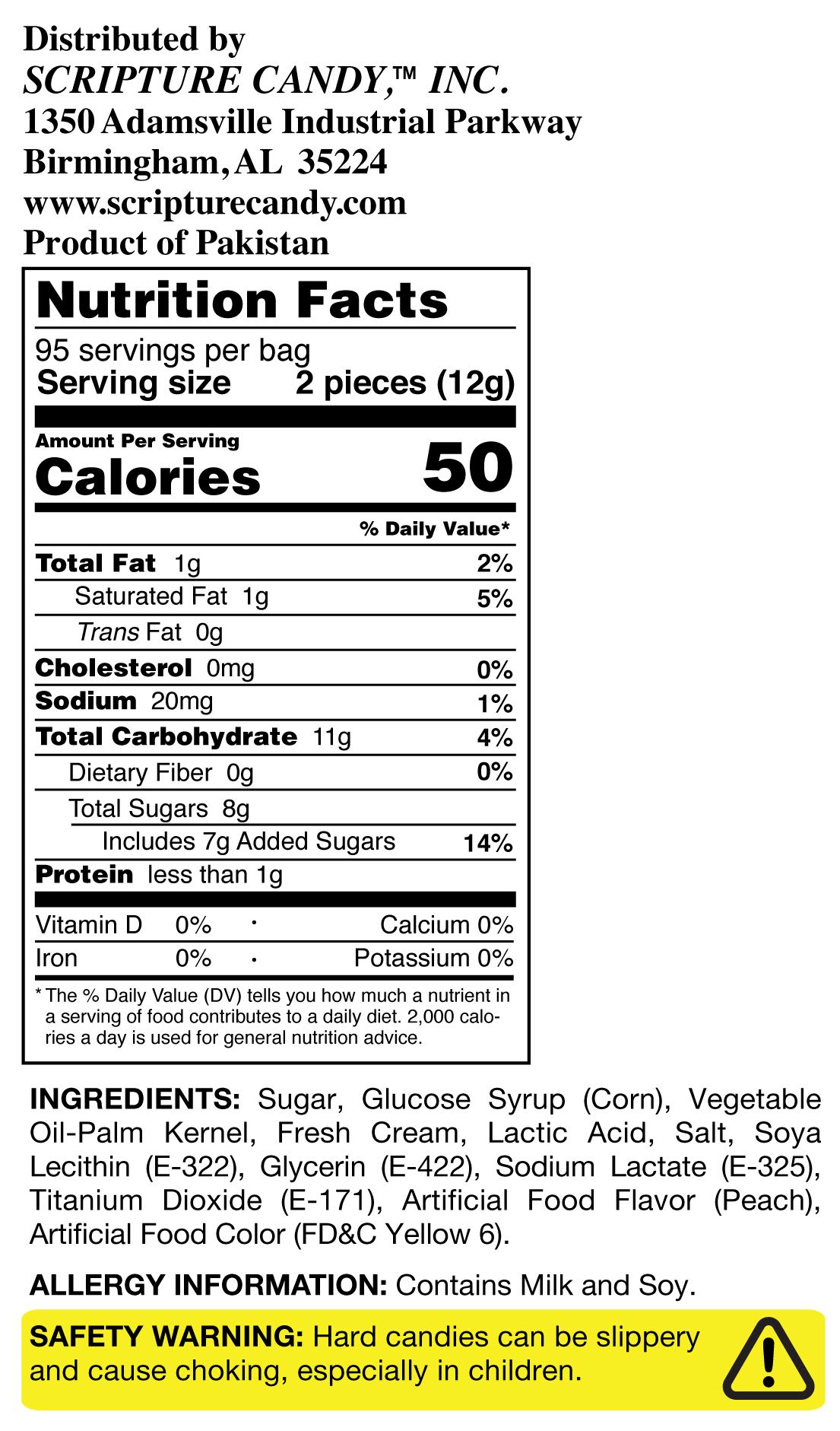 Scripture Candy, Peaches & Cream 2.5 LB Bag, 180 Pieces 04496