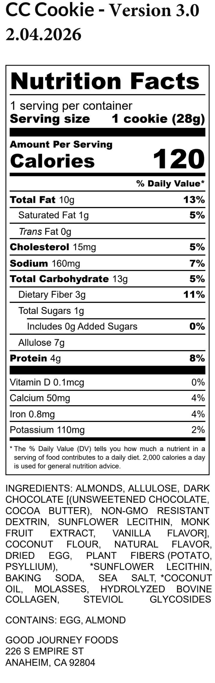 Zero Added Sugar Cookies | Gluten Free, Low Glycemic F10150