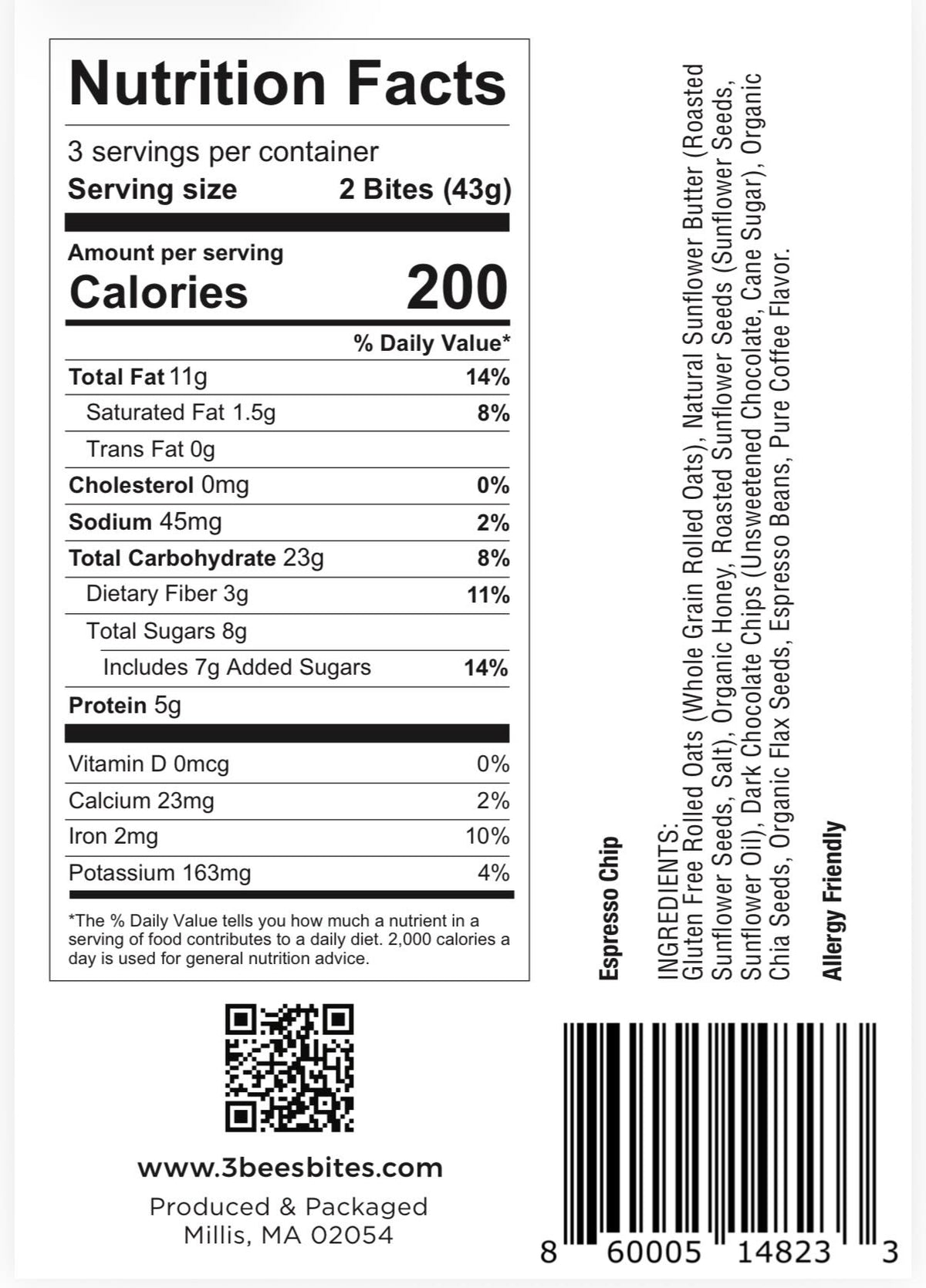 3 Bees Protein Bites | Allergy Friendly Superfood 860005148233