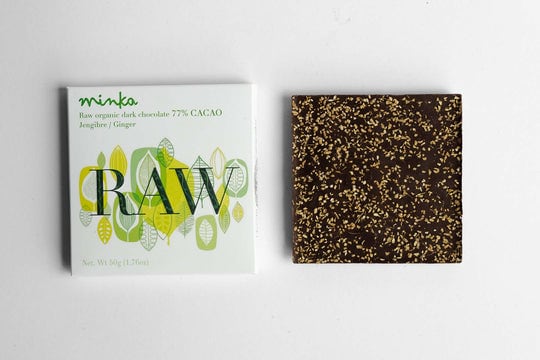 Organic Raw Chocolate Bar - 77% with Ginger - Raw Collection
