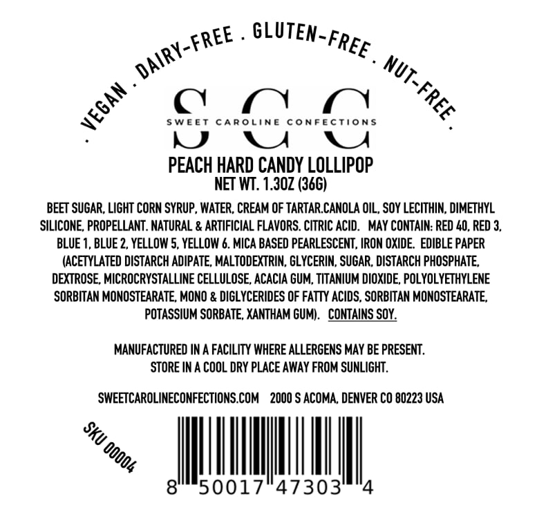 Choose Happy Lollipops, Peach Flavor, 10/Case - VEGAN 00004