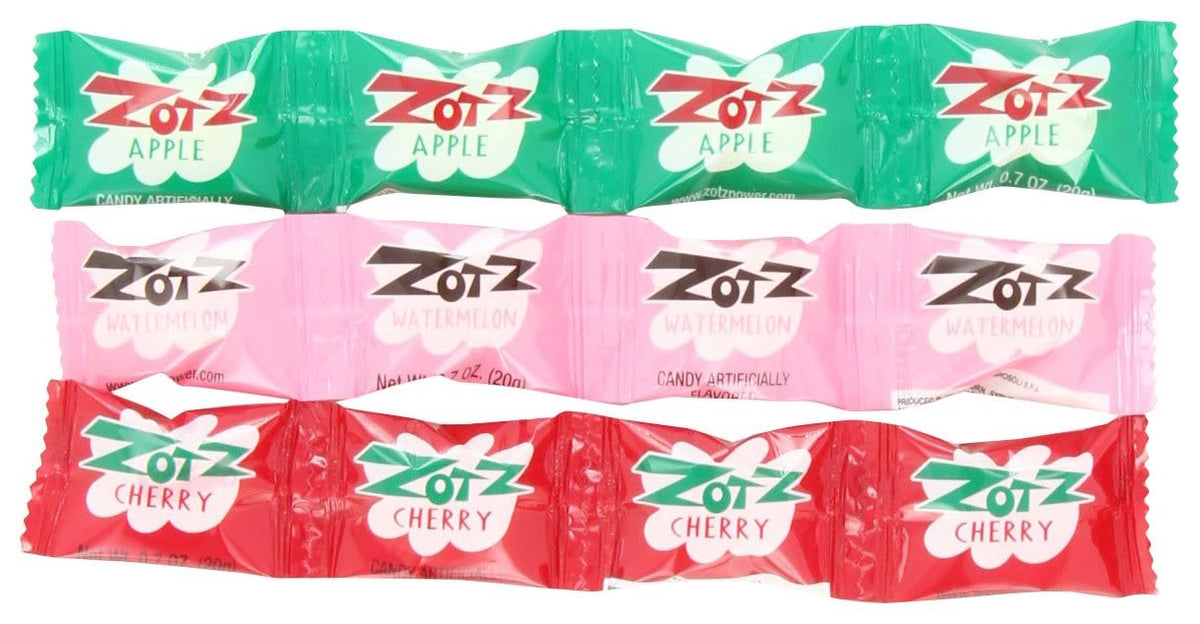 Zotz Cherry, Apple, Watermelon, 4 Packs 070650000088