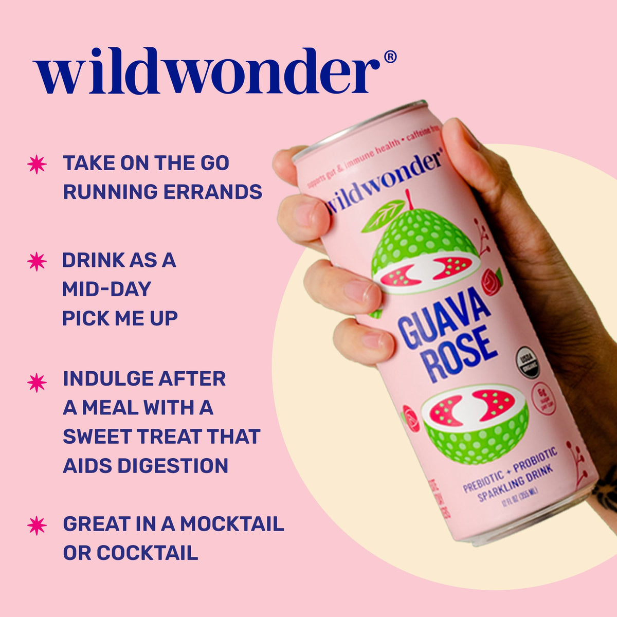 Guava Rose Sparkling Prebiotic + Probiotic Drink