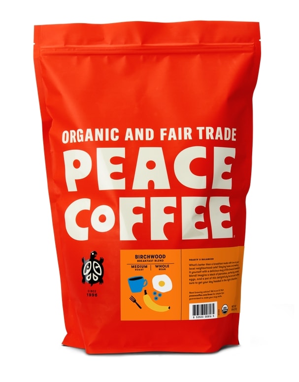 Peace Coffee 5lb - Whole Bean Coffee - Birchwood Breakfast Blend