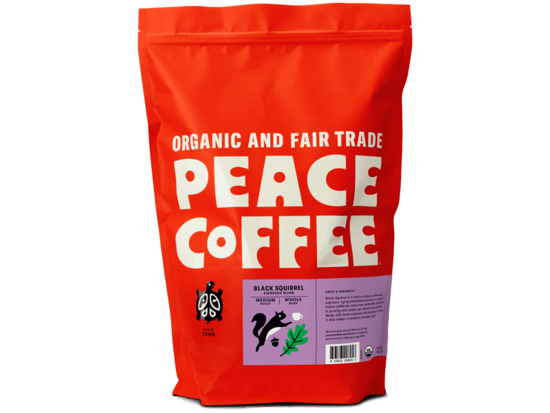 Peace Coffee 5lb - Whole Bean Coffee - Black Squirrel Espresso Blend