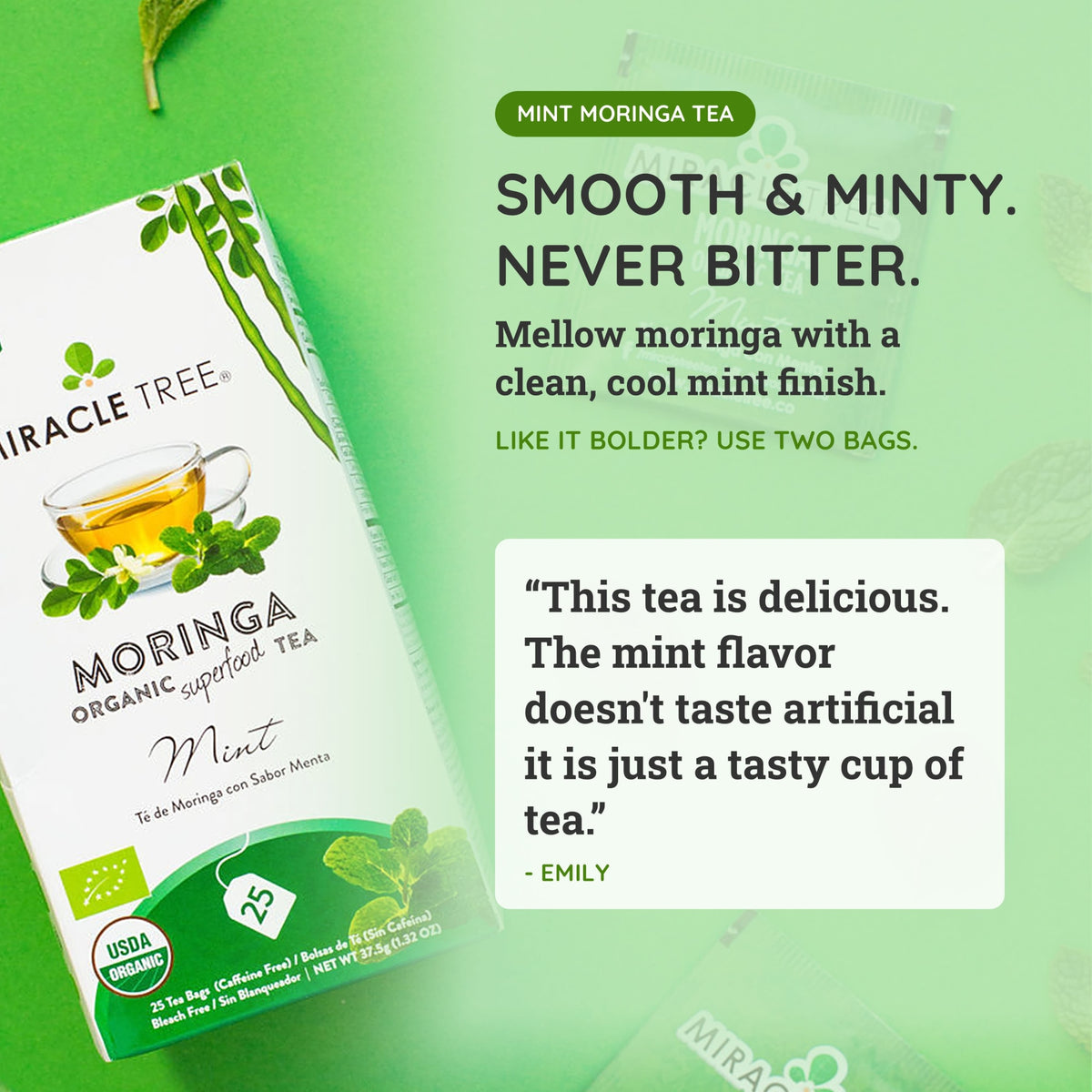 Organic Moringa Herbal Tea, 25Ct MT-MNT-25