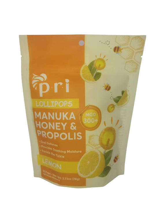 PRI Pacific Resources International Lollipops Lemon & Honey - 12 count