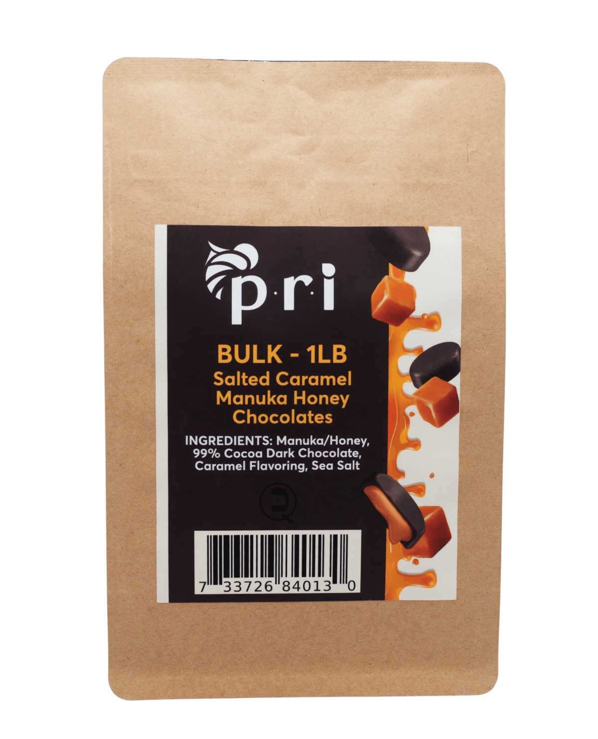 PRI Sea Salt Caramels, bulk, 1 lb bag, 60 pieces per pound