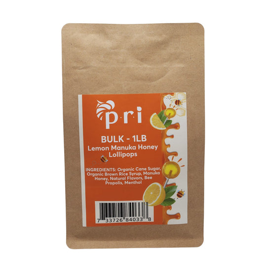 PRI Manuka Honey & Lemon w/Bee Propolis Lollipops, Bulk, (34 pieces per po