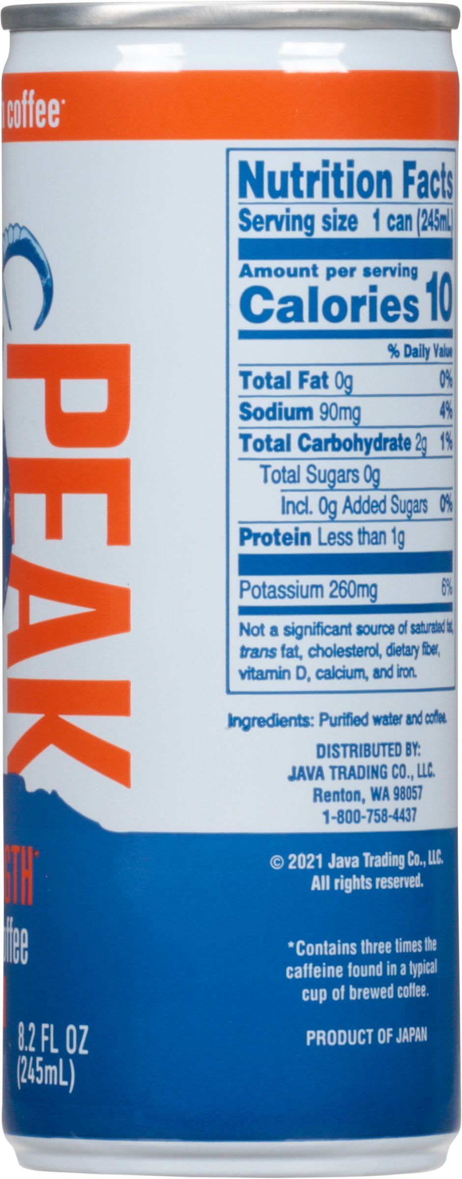 Java Trading Peak 3X Strength Unsweetened Iced Coffee 42010621282