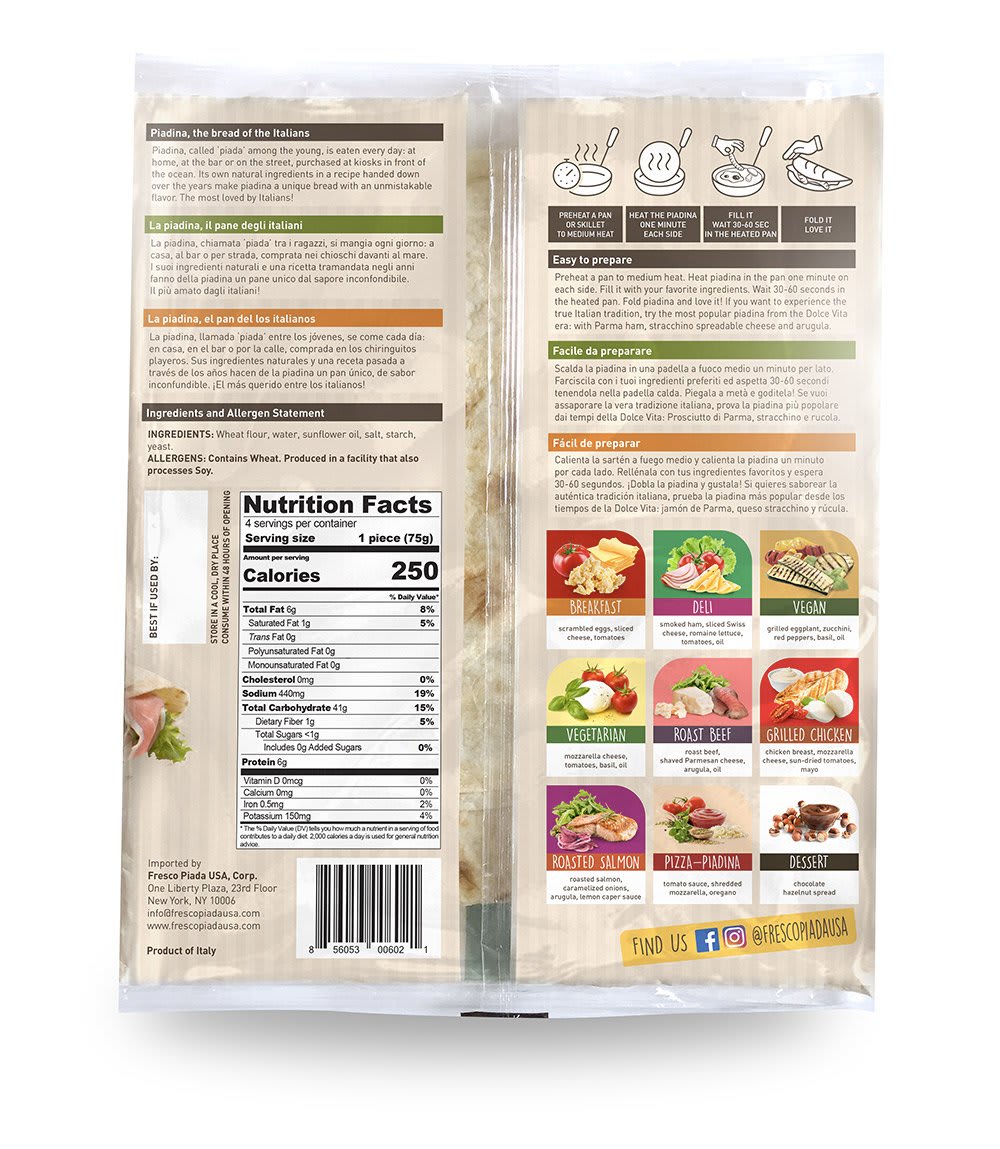 Piadina Oil (Vegan Italian Flatbread) 856053006021