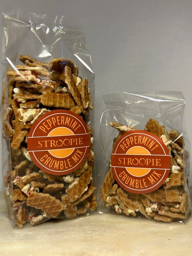 Lancaster Stroopie Co Peppermint stroopwafel crumble snack mix, 5 oz bag