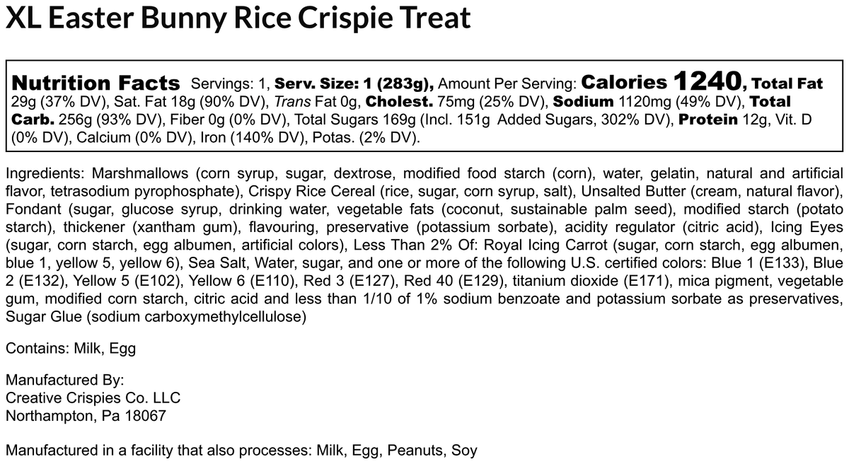 Easter Bunny XL Rice Crispie Treat 00850016272164