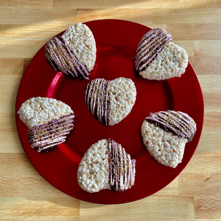 Valentine's Day Chocolate Dipped Heart Rice Crispie Treats