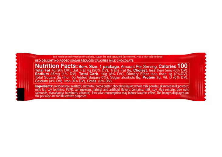 Red Milk Chocolate, No Sugar Added RED-110