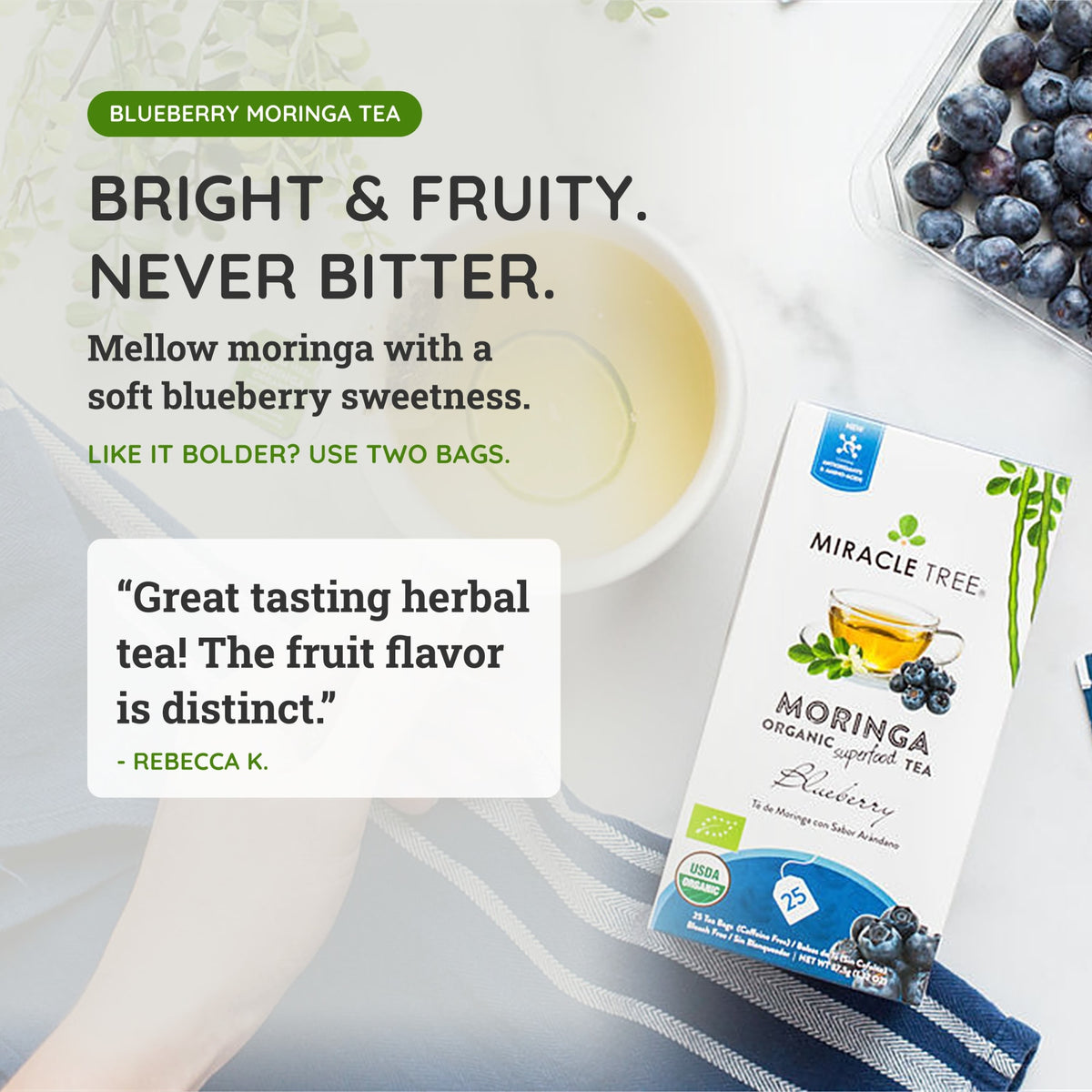 Organic Moringa Herbal Tea, 25Ct MT-BBY-25