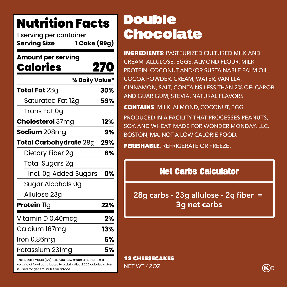 Low Sugar, Low Carb, High Protein, Gluten Free Cheesecakes CK-CHOC-103-12