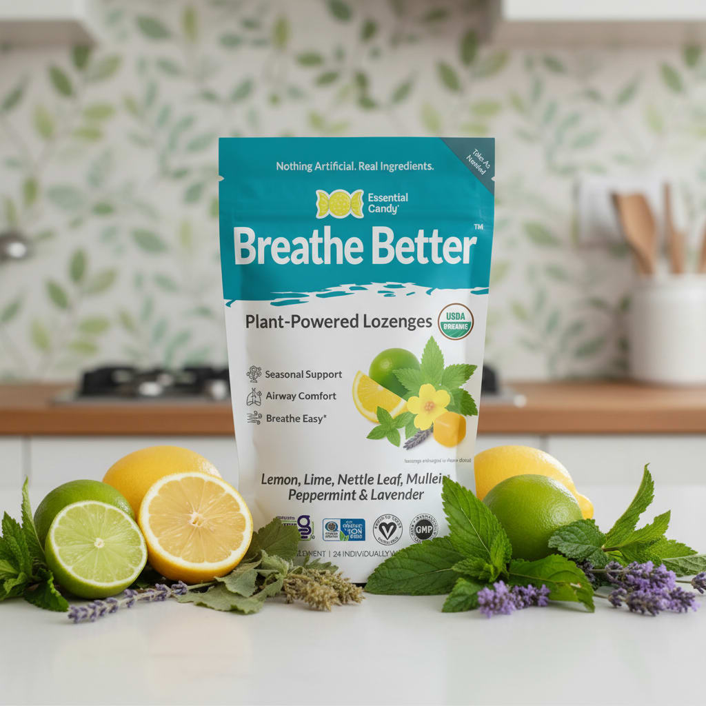 Breathe Better Organic Botanical Lozenges – Seasonal Allergy & Breathing Support – Lemon, Lime, Peppermint, Lavender, Nettle Leaf, Mullein – Gluten-Free, Non-GMO, Vegan* ECSBC002 - 4